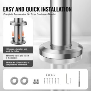 handrails for outdoor steps, 70.9 in/ 180cm length stair hand rail kit, transitional stainless steel railings with installation kit, double column staircase handrails for seniors,porch & deck