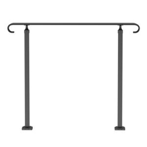 Handrails for Outdoor Steps, Fit 1-3 Steps Wrought Iron Handrail, Outdoor Stair Railing, Adjustable Front Porch Hand Rail, Black Transitional Hand railings for Concrete Steps or Wooden Stairs
