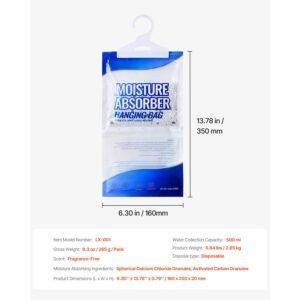 hanging moisture absorber, 9.3 oz hanging closet dehumidifier bags(10 packs), fragrance free moisture bags in wardrobes, bedrooms, bathrooms