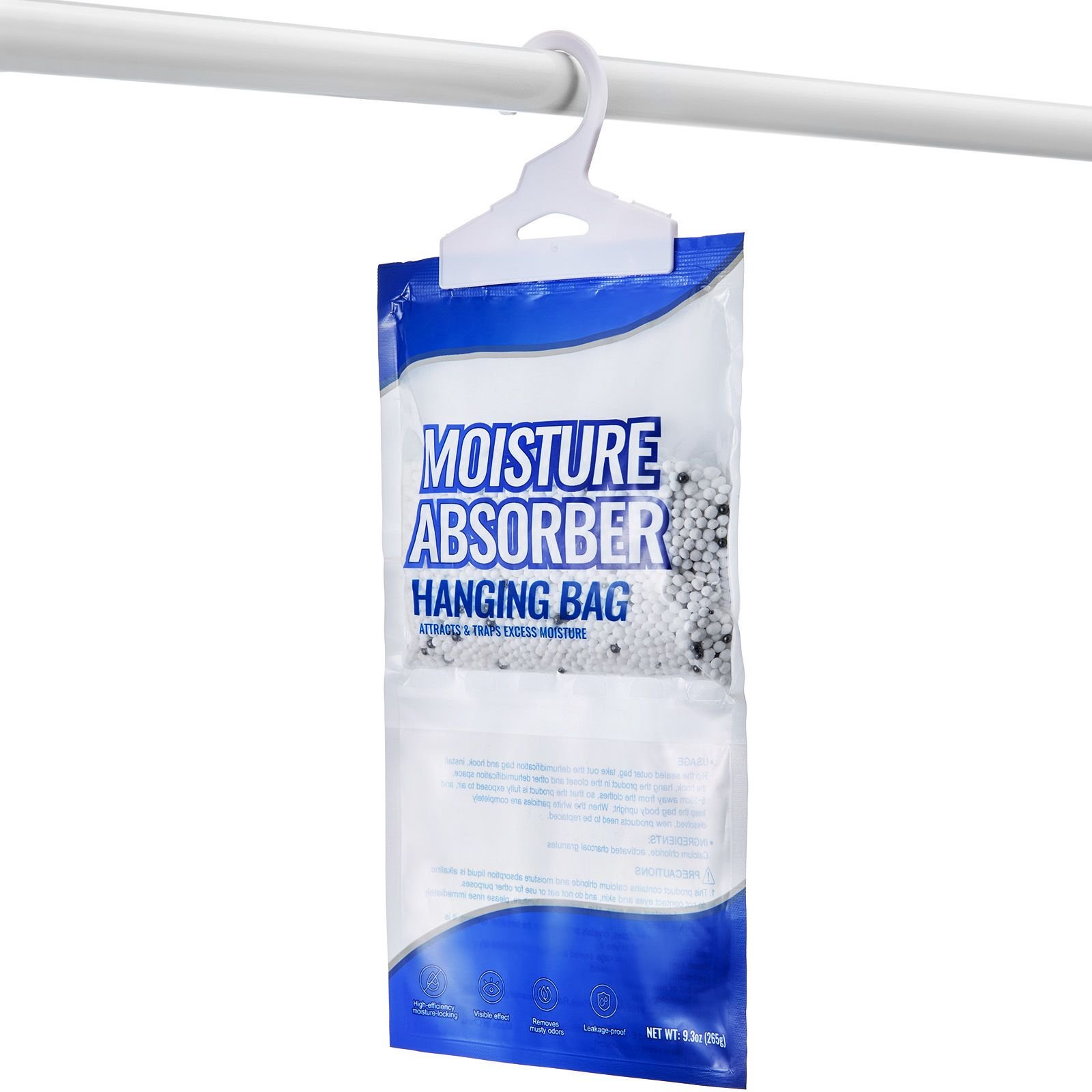 hanging moisture absorber, 9.3 oz hanging closet dehumidifier bags(10 packs), fragrance free moisture bags in wardrobes, bedrooms, bathrooms