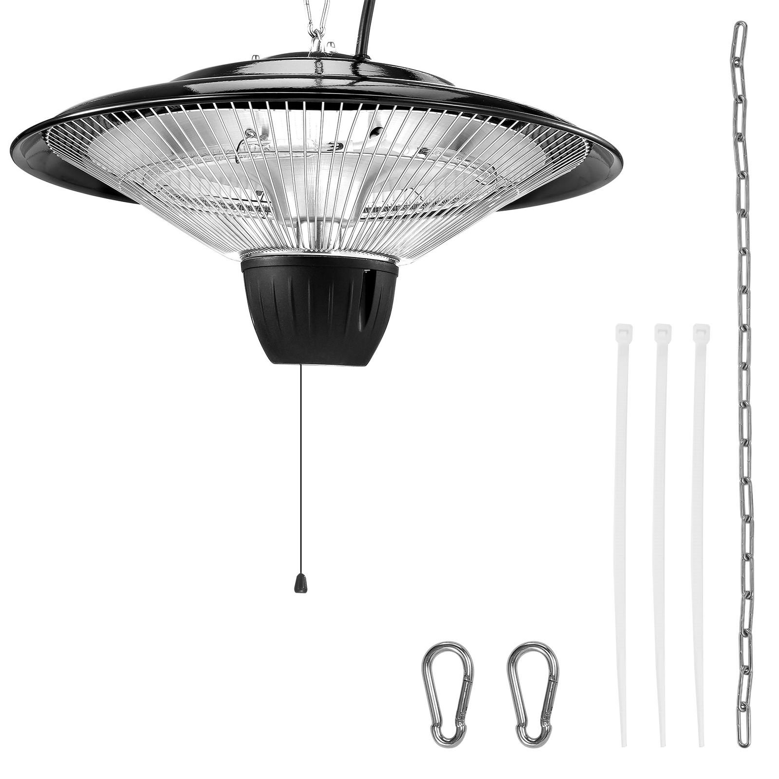 hanging patio heater, 1500w electric space infrared heater, ip34 protection with 23.6 inch pull cord & adjustable chain, for porch,patio,dining room,studio outdoor/indoor