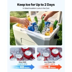 hard cooler, 17qt portable cooler, leak resistant coolbox keeps contents cool for 48 hours, insulated chests with ice retention and heavy duty handle, ultra light for camping, concerts, sports