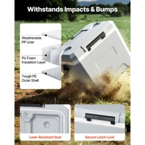 hard cooler, 17qt portable cooler, leak resistant coolbox keeps contents cool for 48 hours, insulated chests with ice retention and heavy duty handle, ultra light for camping, concerts, sports