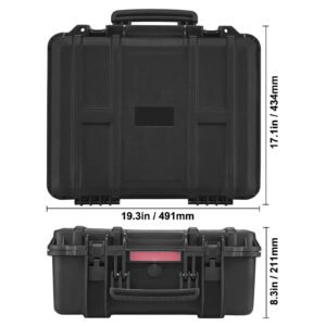 hard pistol cases with pre cut lining, waterproof & dustproof hard gun case for 6 pistol, 19.3×17.1×8.3 in lockable pistol case, black