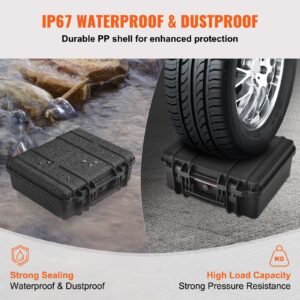 hard pistol cases with pre cut lining, waterproof & dustproof hard gun case for 6 pistol, 19.3×17.1×8.3 in lockable pistol case, black