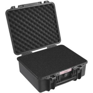 hard pistol cases with pre cut pu foam, waterproof & dustproof hard gun case for 6 pistol, 19.3×17.1×8.3 in lockable pistol case, black