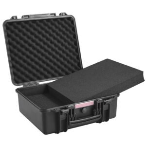 hard pistol cases with pre cut pu foam, waterproof & dustproof hard gun case for 6 pistol, 19.3×17.1×8.3 in lockable pistol case, black