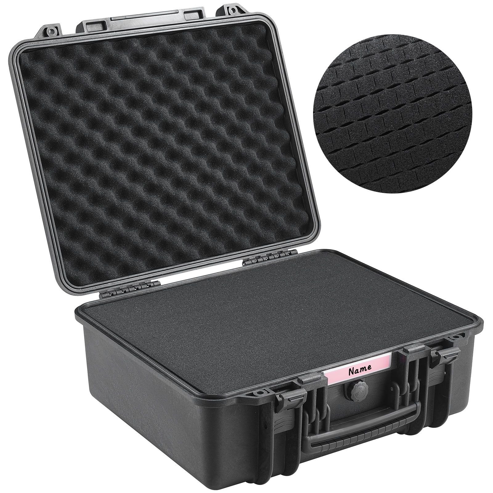 hard pistol cases with pre cut pu foam, waterproof & dustproof hard gun case for 6 pistol, 19.3×17.1×8.3 in lockable pistol case, black