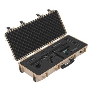 Hard Rifle Case, Lockable Rifle Case with 4 Layers Pre-cut Foams, 36 in Gun Storage with Wheels, IP67 Waterproof & Dustproof Pistol Storage Cases for Rifles, Shotguns, Airsoft Guns, Khaki