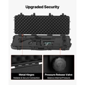 hard rifle case, lockable rifle case with pre cut foams, 40 in gun storage with wheels, ip67 waterproof & dustproof movable large pistol storage for rifles, shotguns, airsoft guns, black