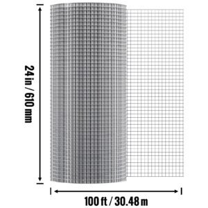 hardware cloth, 1/2 inch 24in x 100 ft 19 gauge, hot dipped galvanized wire mesh roll, chicken wire fencing, wire mesh for rabbit cages, garden, small rodents