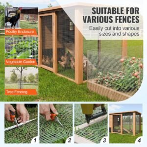 hardware cloth, 1/2 inch 48in x 100 ft 19 gauge, hot dipped galvanized wire mesh roll, chicken wire fencing, wire mesh for rabbit cages, garden, small rodents