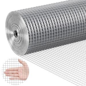 hardware cloth, 1/2 inch 48in x 100 ft 19 gauge, hot dipped galvanized wire mesh roll, chicken wire fencing, wire mesh for rabbit cages, garden, small rodents