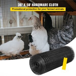 hardware cloth, 36" x 50' & 1"x1" mesh size, galvanized steel vinyl coated 16 gauge chicken wire fencing with a cutting plier & a pair of fabric gloves, for garden fencing & pet enclosures,