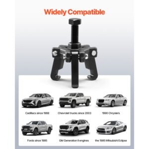 harmonic balancer puller kit, adjustable 3 jaw puller fits most late model vehicles, 3 jaw pulley puller set with 4 forcing rods for removing harmonic balancers without removing the radiator