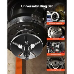 harmonic balancer puller removal & install tool kit, all steel harmonic balancer installer set tool kit for removing and installing of balancers, flywheels, crankshaft pulleys, steering wheels