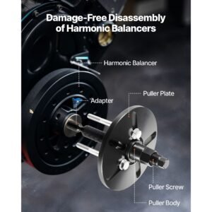 harmonic balancer puller removal & install tool kit, all steel harmonic balancer installer set tool kit for removing and installing of balancers, flywheels, crankshaft pulleys, steering wheels