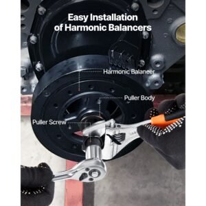 harmonic balancer puller removal & install tool kit, all steel harmonic balancer installer set tool kit for removing and installing of balancers, flywheels, crankshaft pulleys, steering wheels