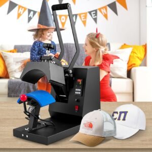 hat heat press, 4 in 1 cap heat press machine, 6x3inches clamshell sublimation transfer, lcd digital timer temperature control with 4pcs curved heating elements (6x3/6.7x2.7/6.7x2.7/8.1x3.5)