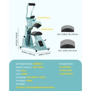 hat heat press machine, with 2pcs interchangeable platens, precise temperature and time control, hat press for htv iron on and sublimation projects, for caps, headbands, cuffs, face masks, green