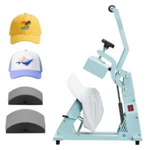 hat heat press machine, with 2pcs interchangeable platens, precise temperature and time control, hat press for htv iron on and sublimation projects, for caps, headbands, cuffs, face masks, green
