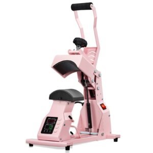hat heat press machine, with 2pcs interchangeable platens, precise temperature and time control, hat press for htv iron on and sublimation projects, for caps, headbands, cuffs, face masks, pink