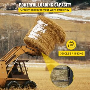 hay spear 39" bale spear 3600 lbs capacity, bale spike quick attach square hay bale spears 1 3/4", black coated bale forks, bale hay spike with hex nut and sleeve for buckets tractors loaders