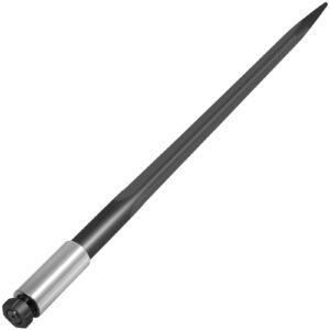 hay spear 39" bale spear 3600 lbs capacity, bale spike quick attach square hay bale spears 1 3/4", black coated bale forks, bale hay spike with hex nut and sleeve for buckets tractors loaders