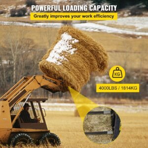 hay spear spears 49" hay bale spear spike, 4000 lbs capacity quick attach square hay bale spears, 2 pics black bale forks, bale hay spike with hex nut & sleeve for buckets tractors loaders