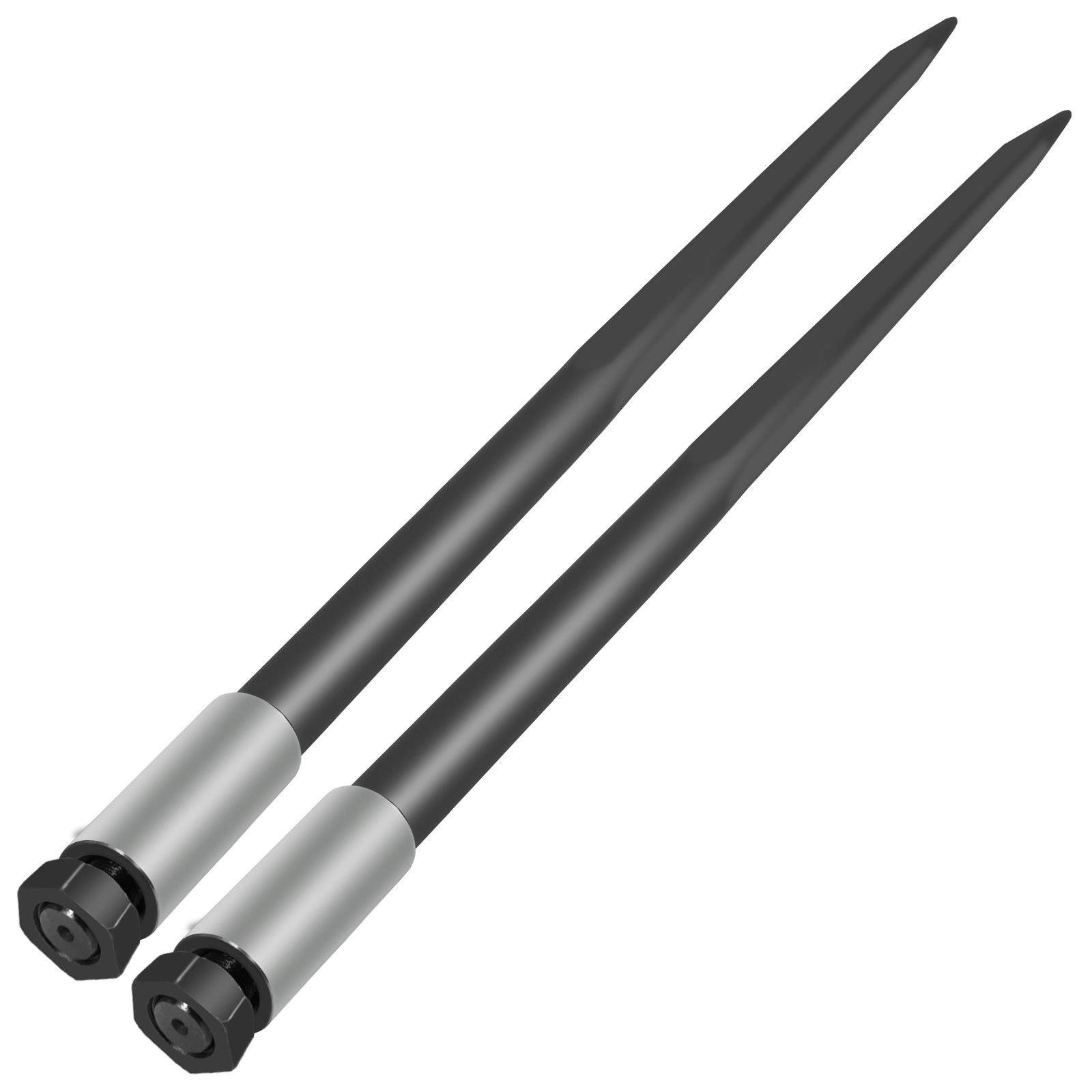 hay spear spears 49" hay bale spear spike, 4000 lbs capacity quick attach square hay bale spears, 2 pics black bale forks, bale hay spike with hex nut & sleeve for buckets tractors loaders