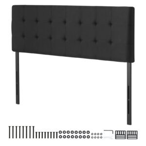 Headboard, Queen Size Headboard with Adjustable Height, Comfortable Diamond Tufted for Queen Size Bed, W62.2 x H(42.72-54.53) x D2.76 in, Ideal for Bedroom, Hotel, Homestay, Dormitory, Black