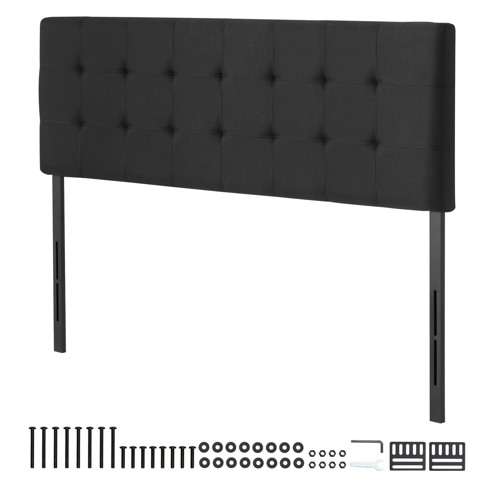 headboard, queen size headboard with adjustable height, comfortable diamond tufted for queen size bed, w62.2 x h(42.72 54.53) x d2.76 in, ideal for bedroom, hotel, homestay, dormitory, black