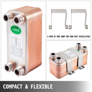 heat exchanger 3"x7.5" 30 plates brazed plate heat exchanger 316l 3/4" mpt heat exchanger b12 30 beer wort chiller for hydronic heating