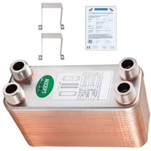 Heat Exchanger 3"x7.5" 40 Plates Brazed Plate Heat Exchanger 316L 3/4" MPT Heat Exchanger B3-12A Beer Wort Chiller for Hydronic Heating