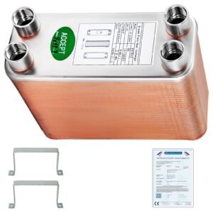 Heat Exchanger 3"x7.5" 60 Plates Brazed Plate Heat Exchanger 316L 1/2" BSP FPT Heat Exchanger EATB12 Beer Wort Chiller for Hydronic Heating
