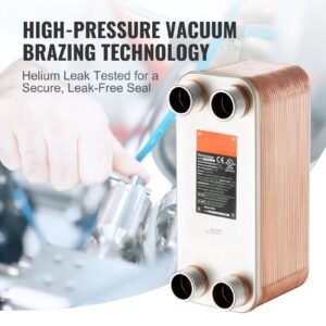 heat exchanger, 5"x 12" 50 plates brazed plate heat exchanger, copper/316l stainless steel water to water heat exchanger for floor heating, water heating, snow melting, beer cooling