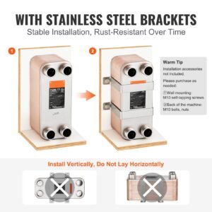 heat exchanger, 5"x 12" 50 plates brazed plate heat exchanger, copper/316l stainless steel water to water heat exchanger for floor heating, water heating, snow melting, beer cooling