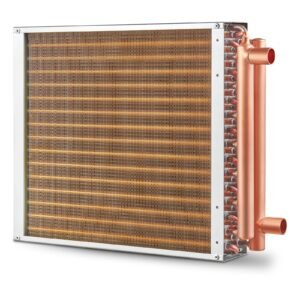 Heat Exchanger Water to Air, 16"x 16" with 3-Row 3/8" Copper Ports, 193 Aluminum Fins Heat Exchanger for Outdoor Wood Furnaces, Residential Heating and Cooling, and Forced Air Heating
