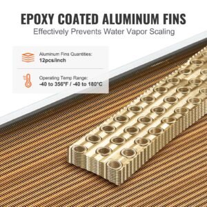 heat exchanger water to air, 20"x 20" with 3 row 3/8" copper ports, 242 aluminum fins heat exchanger for outdoor wood furnaces, residential heating and cooling, and forced air heating