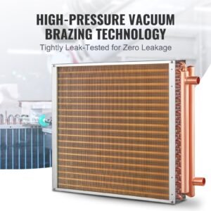heat exchanger water to air, 20"x 20" with 3 row 3/8" copper ports, 242 aluminum fins heat exchanger for outdoor wood furnaces, residential heating and cooling, and forced air heating