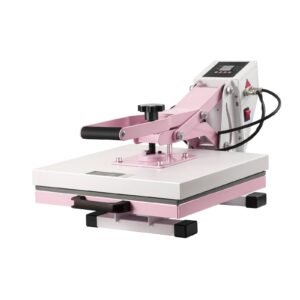heat press, 15 x 15 inch digital heat press machine, slide out heat transfer machine, fast and even heating, 2 layer insulation cotton, heat transfer machine for t shirts/pillows/bags, pink