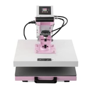 heat press, 15 x 15 inch digital heat press machine, slide out heat transfer machine, fast and even heating, 2 layer insulation cotton, heat transfer machine for t shirts/pillows/bags, pink