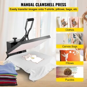 heat press 16x20, 1700w power heat press machine, fast heating, high pressure heat press machine for t shirt, digital industrial sublimation printer for heat transfer vinyl, easy to use, black