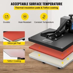heat press 16x20, 1700w power heat press machine, fast heating, high pressure heat press machine for t shirt, digital industrial sublimation printer for heat transfer vinyl, easy to use, black