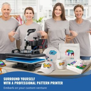 Heat Press, 5 in 1 Heat Press 12x15 Machine Machine, Digital Precise Temperature Control, Clamshell Sublimation Transfer Printer Fast Heat-up, Vinyl Heat Press for Mug Cup T-Shirt Plate, 900W