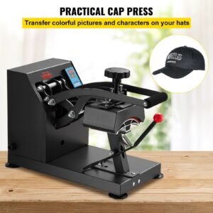 heat press 6x3.75inch curved element hat press clamshell design heat press for hats rigid steel frame no stick digital lcd timer and temperature control (6x3.75inch clamshell design)