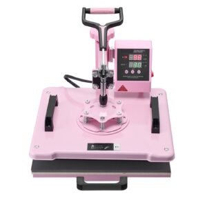 heat press machine, 12 x 15 inch, 8 in 1 heat transfer machine with 6 30 oz tumbler press, 360° swing away t shirt pressing, digital precise control, for t shirts/mugs/hats/plates, pink
