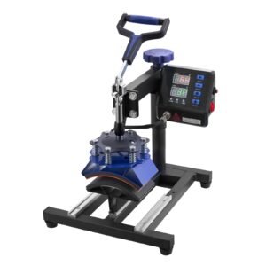 heat press machine, 15 x 15 inch, 8 in 1 heat transfer machine with 30 oz tumbler press, 360° swing away digital t shirt pressing, teflon coating, for t shirts/mugs/hats/plates, black+blue