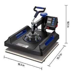 heat press machine 8 in 1 combo, heat press 15x15 in, swing away t shirt printing machine digital control, multifunction transfer machine sublimation, for t shirt hat cap mug plate, blue