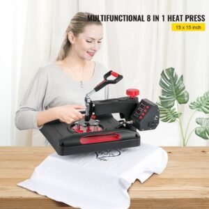heat press machine 8 in 1 combo, heat press 15x15, swing away t shirt printing machine digital control, multifunction heat transfer machine sublimation heat press for t shirt hat cap mug plate